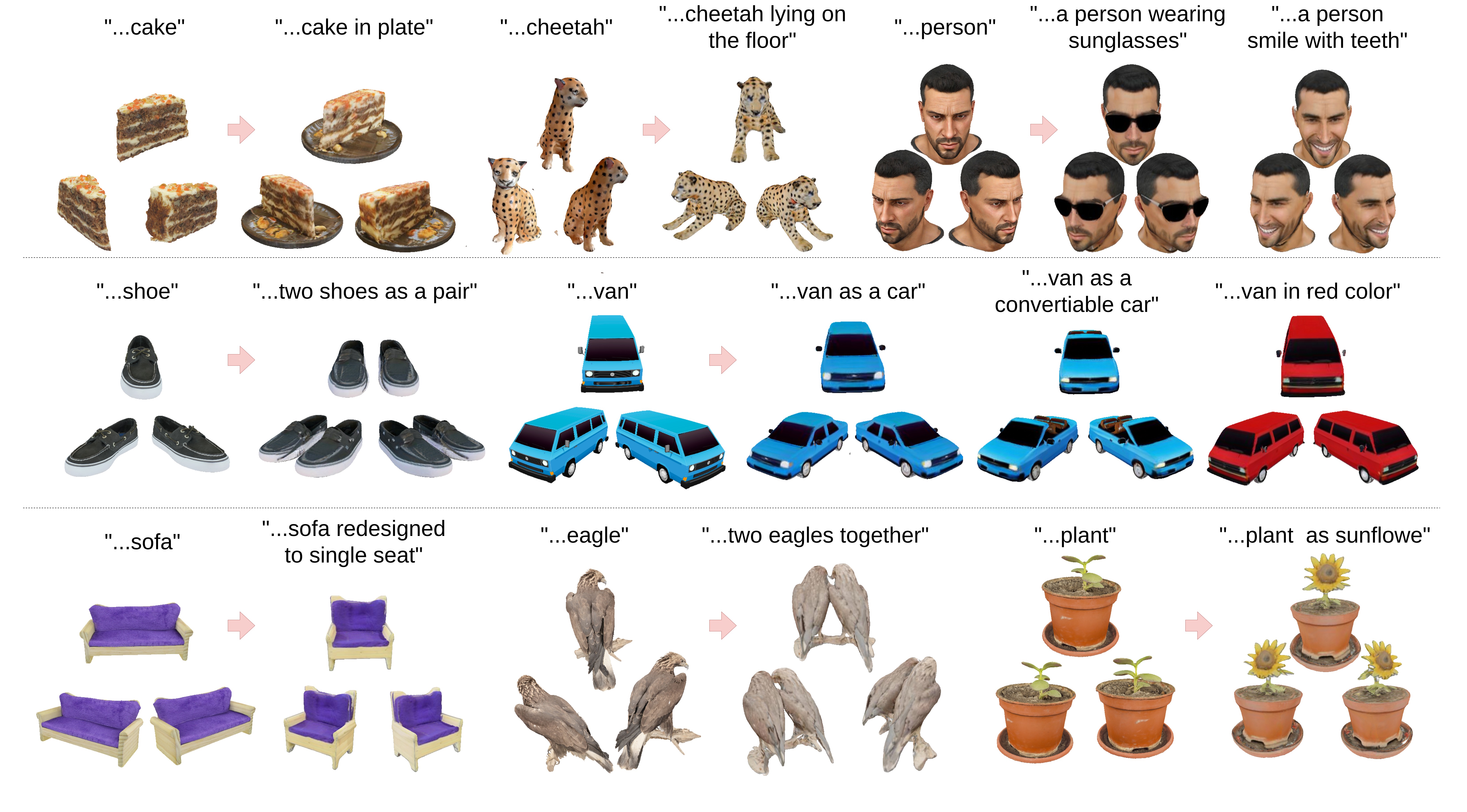 DreamEdit3D teaser - 3D editing results